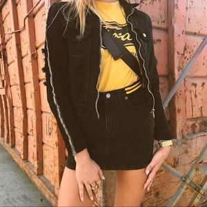 LF Carmar distressed black jean zipper jacket